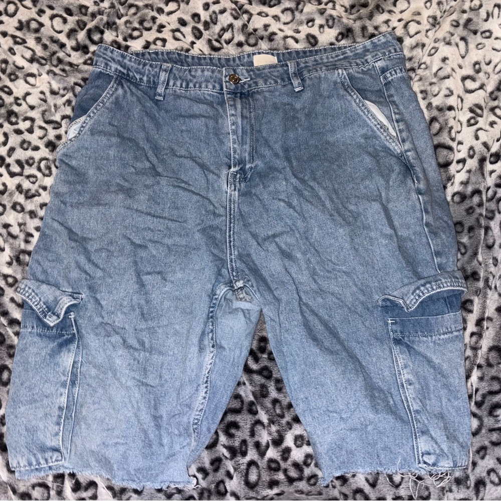 Men's Blue Denim Cargo Shorts